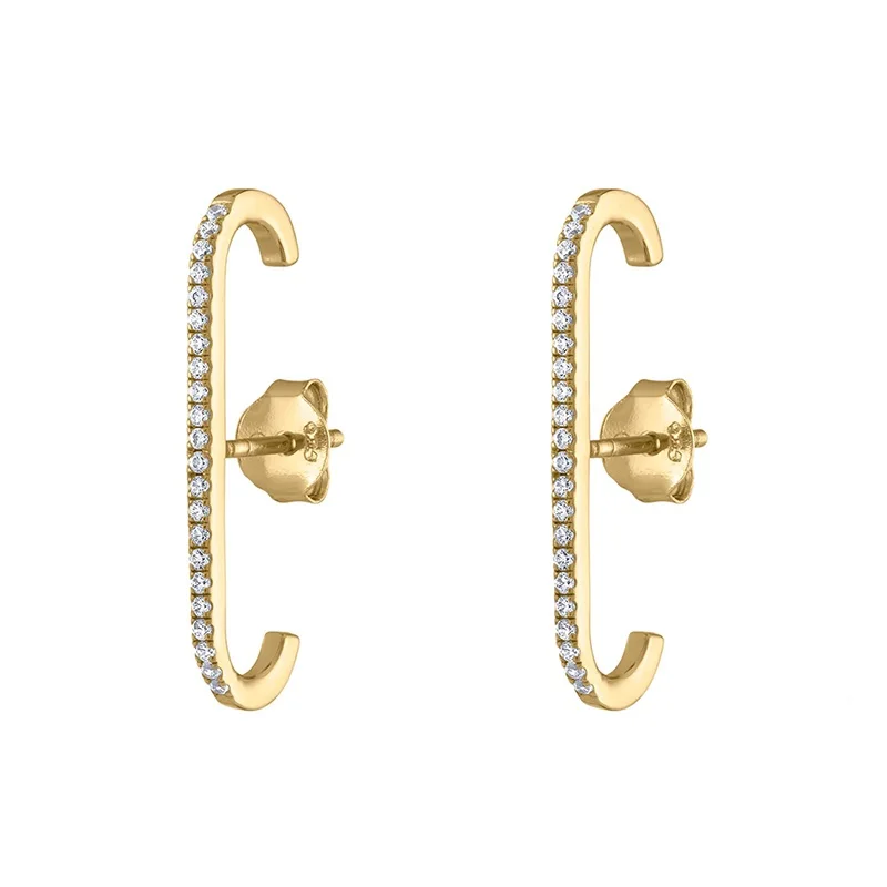 

Wholesale 2021 s925 sterling silver earrings single row diamond trendy stud earrings