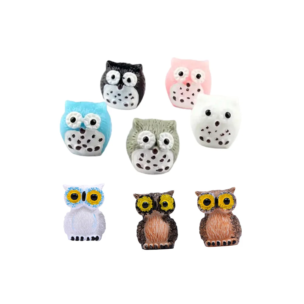 

cute cartoon 3d fake lucky owl design miniature animal resin craft for diy