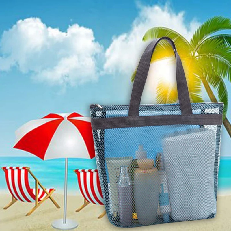 Custom Beach Bags Storage Floral Mesh Tote Handbags Women Outdoor Swimsuit Collect Package Bath Toiletry Bag