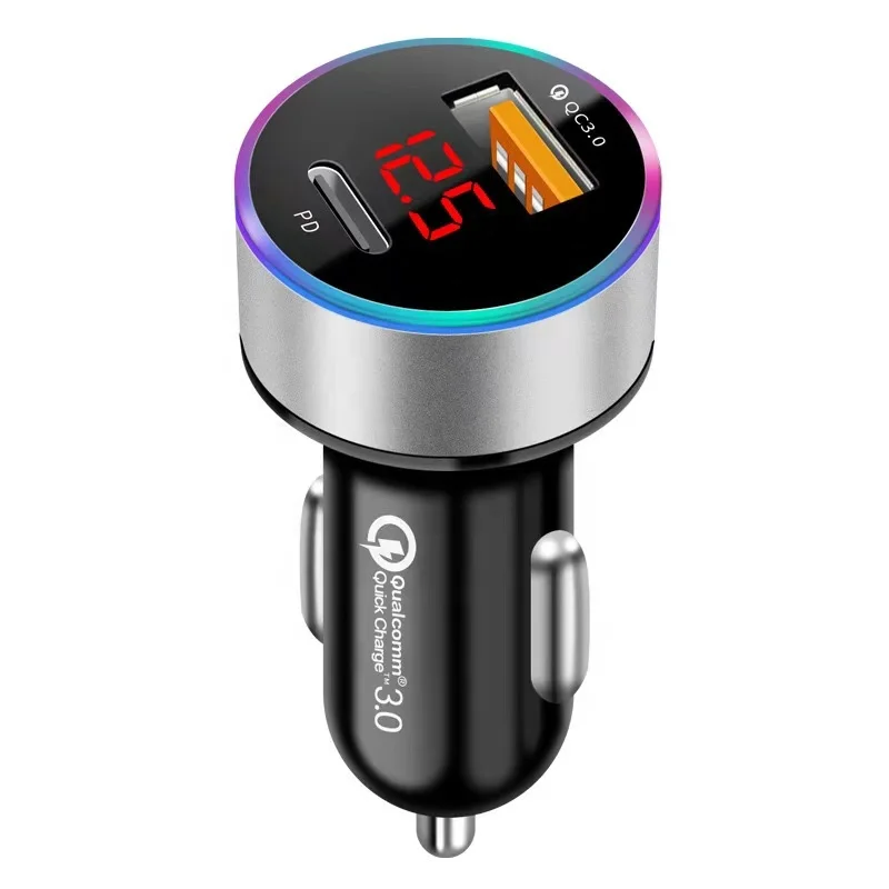 

USLION Wholesale Price QC 3.0 Fast Charger PD Type C Quick Charger Mobile Phone USB Car Charger, Black,blue,red,silver
