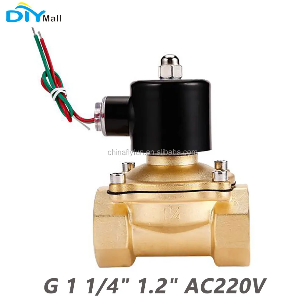 AC 220V G1-1/4" Brass Electric Solenoid Valve for Water Air Gas Normally Closed 