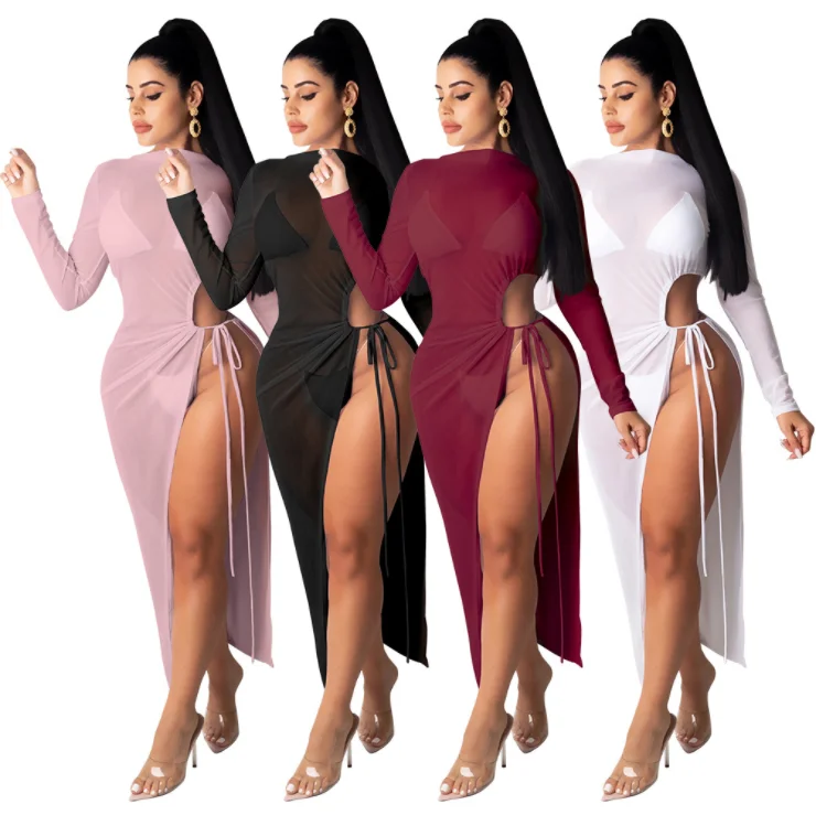 

Hollow out self-cultivation mesh sexy nightclub skirt dress woman, Shown