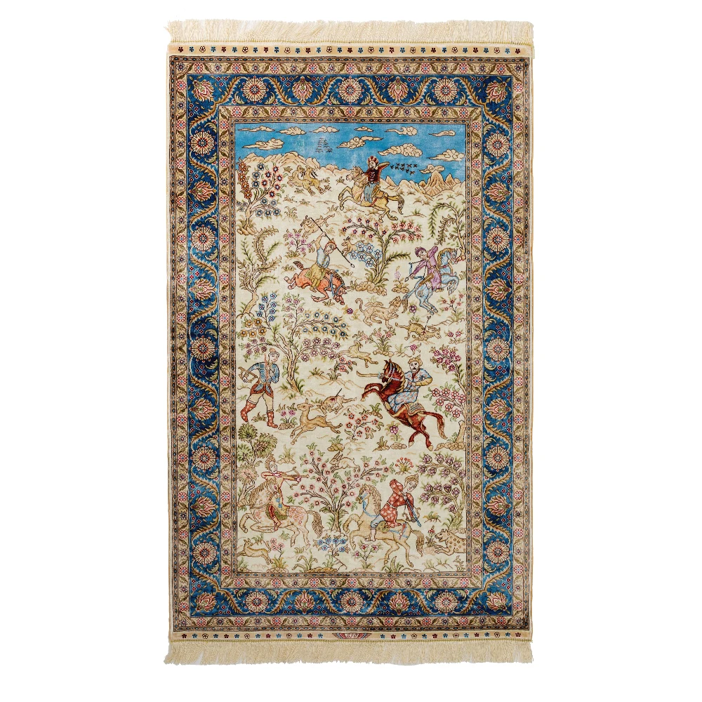 

Yuxiang 3x5 ft New Horse Hunting Design Handmade Silk Carpet for Sale