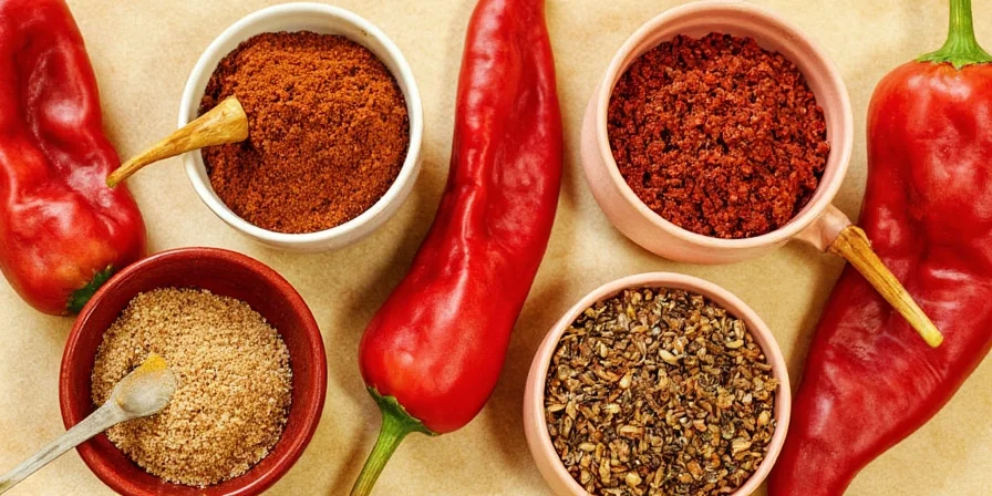 Smoked paprika and coffee grounds used in cooking chili.
