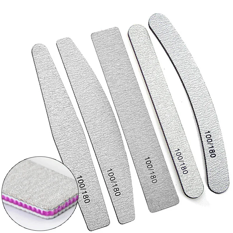 

NailSunShine Doule Side Professional Disposable Nail File Custom Printed Private Label Nail Files Emery Zebra Nail Files 100 180, Gray(can be customized color)