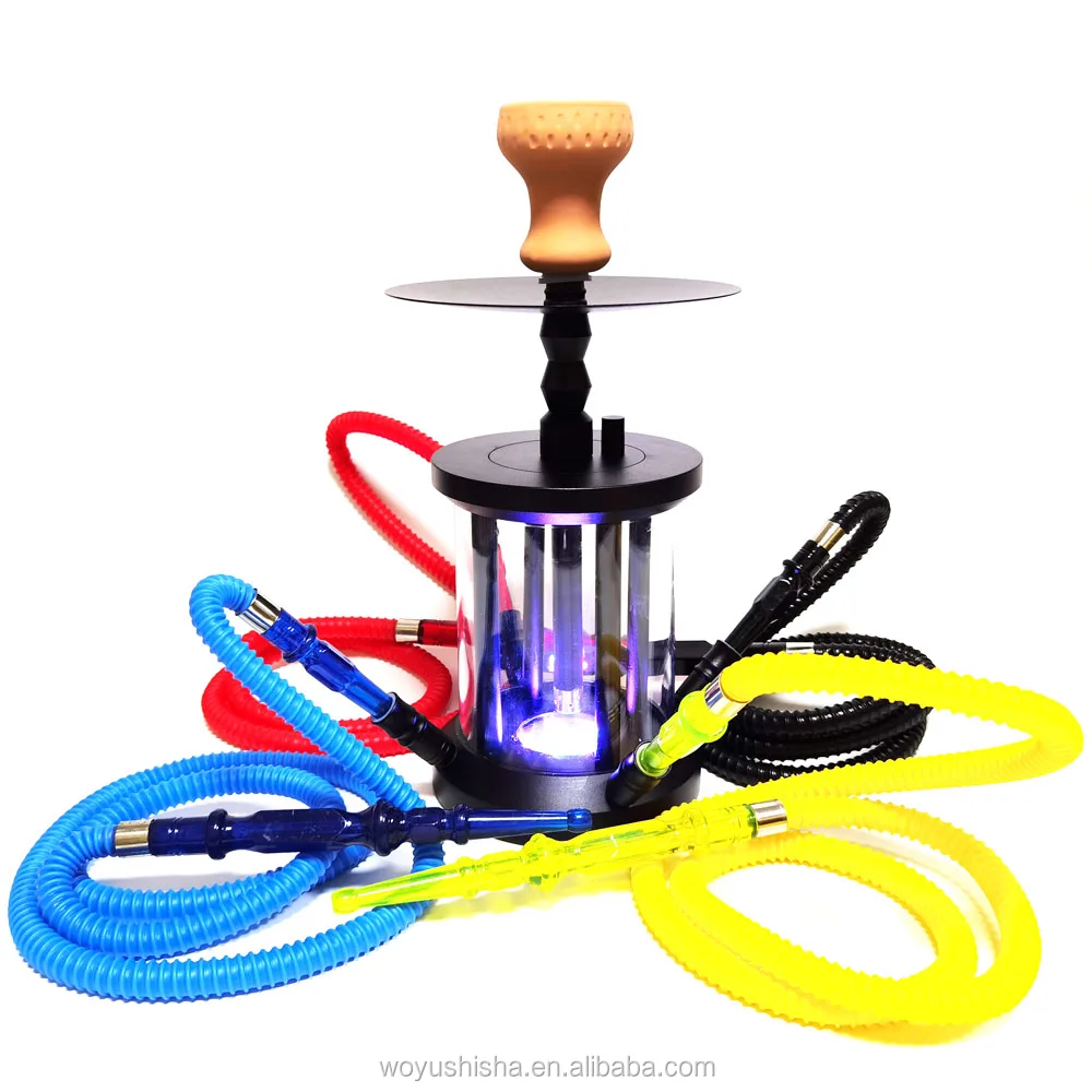 

Camping hookah hubbly bubbly 4 pipe shisha multi hose hookah with led light, Gold, red, blue, black