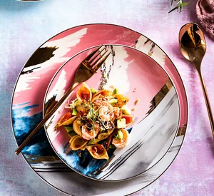 Image of Colorful ceramic plate porcelain dinner set new product