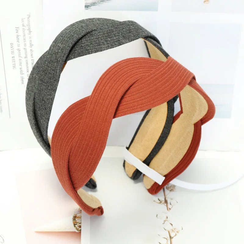 

Adult Fashion Handmade Woman Headband Solid Color Padded Wide Custmo Logo Headband