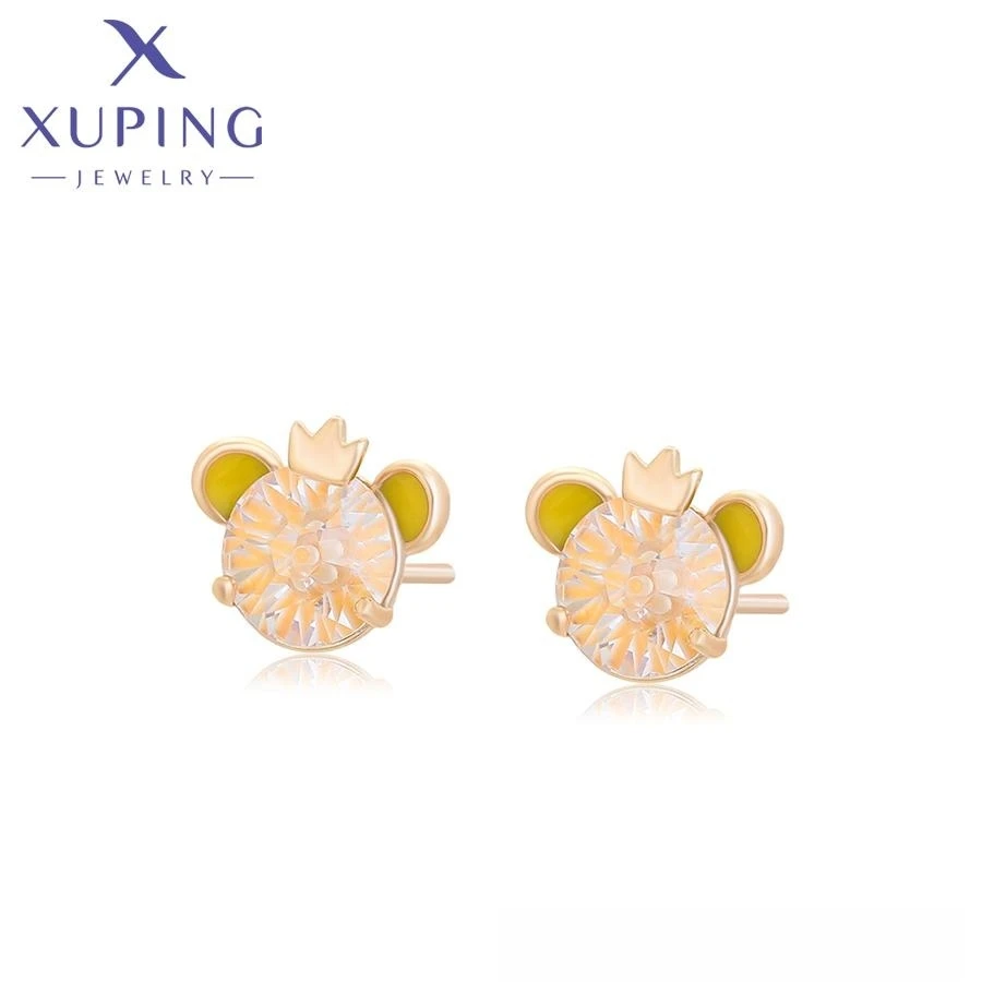 

X000677577 xuping jewelry Creative 18K gold color shiny zircon crown earrings cute fashion exquisite women daily earrings