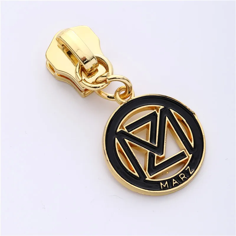 

Hot Sale Handbag Metal Zipper Puller Custom Logo Design Zipper Head Slider