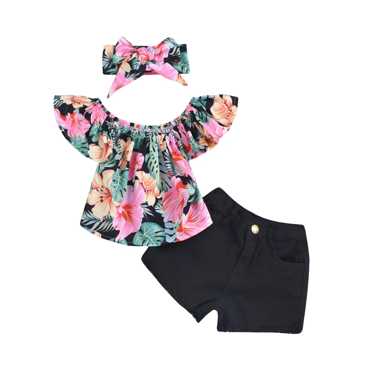 

Shunying OEM Roupa de menina New Arrival Floral Tassels Suit Breathable Girls Children Clothes