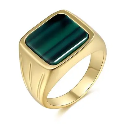 

Vintage Square Thick Ring Y2K Statement Trendy Minimalism Jewelry Gifts Chunky Green Signet Ring for Men Women, As picture shows