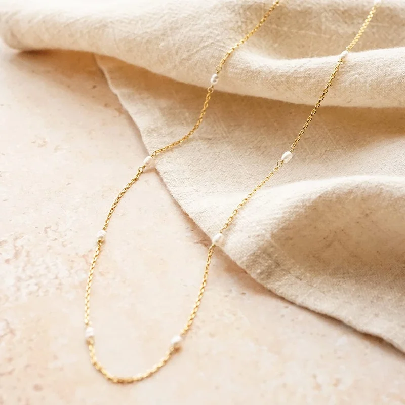 

Milskye fine jewelry 925 Sterling silver 18K gold plated natural freshwater pearl necklace