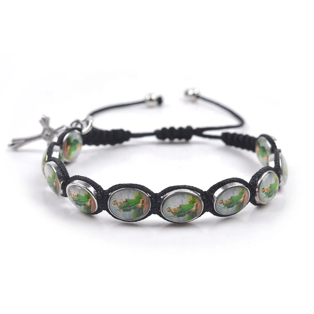 

Religious Gift St Michael Alloy Beads Woven Adjustable Bracelet for Prayer Catholic Bracelets
