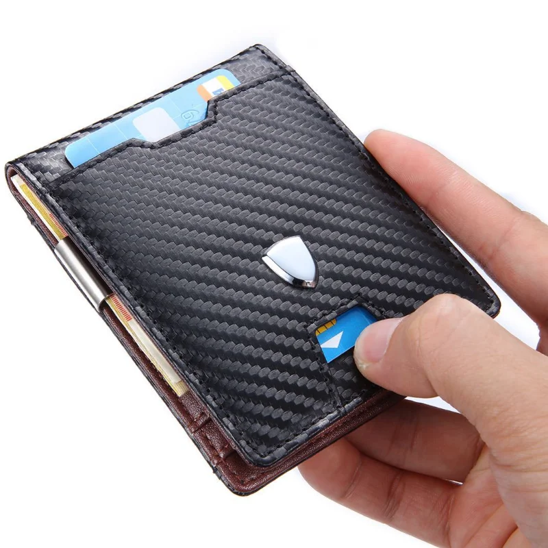 

2021 Hot New Minimalist Wallet RFID Metal Card Holder Wallet Rfid Blocking Mens Carbon Fiber Wallet Credit Card Holder