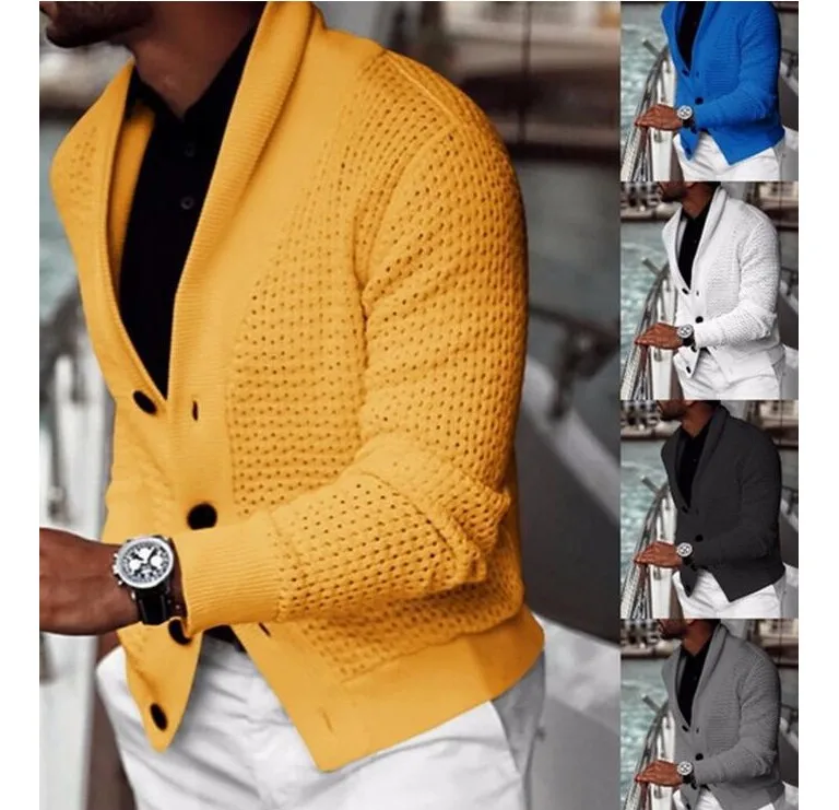 

Spring and autumn new men's sweater coat single-breasted hollow knit sweater fashion casual trend cardigan for men, Different colors and support to customized