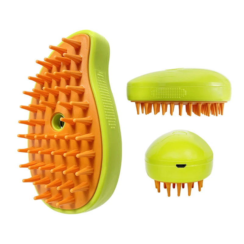 

2024 new product pet brush 3 in1 rechargeable silicone electric spray hair remover cat steamy cat self cleansing comb brush
