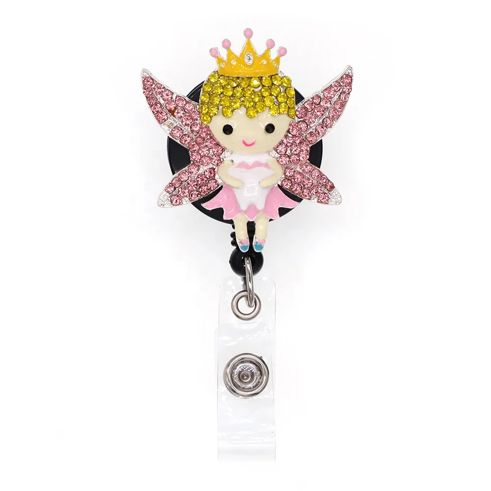 

custom rhinestone Tooth fairy medical badge holder retractable reel for nurse accessories, Various, as your choice