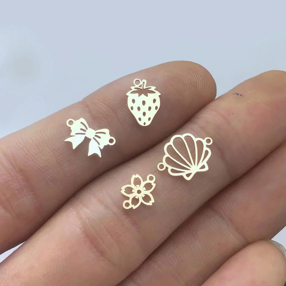 Tiny Bow Charms Gold Filled 14K Fine Jewelry 925 Silver Permanent Bracelet Making Connectors