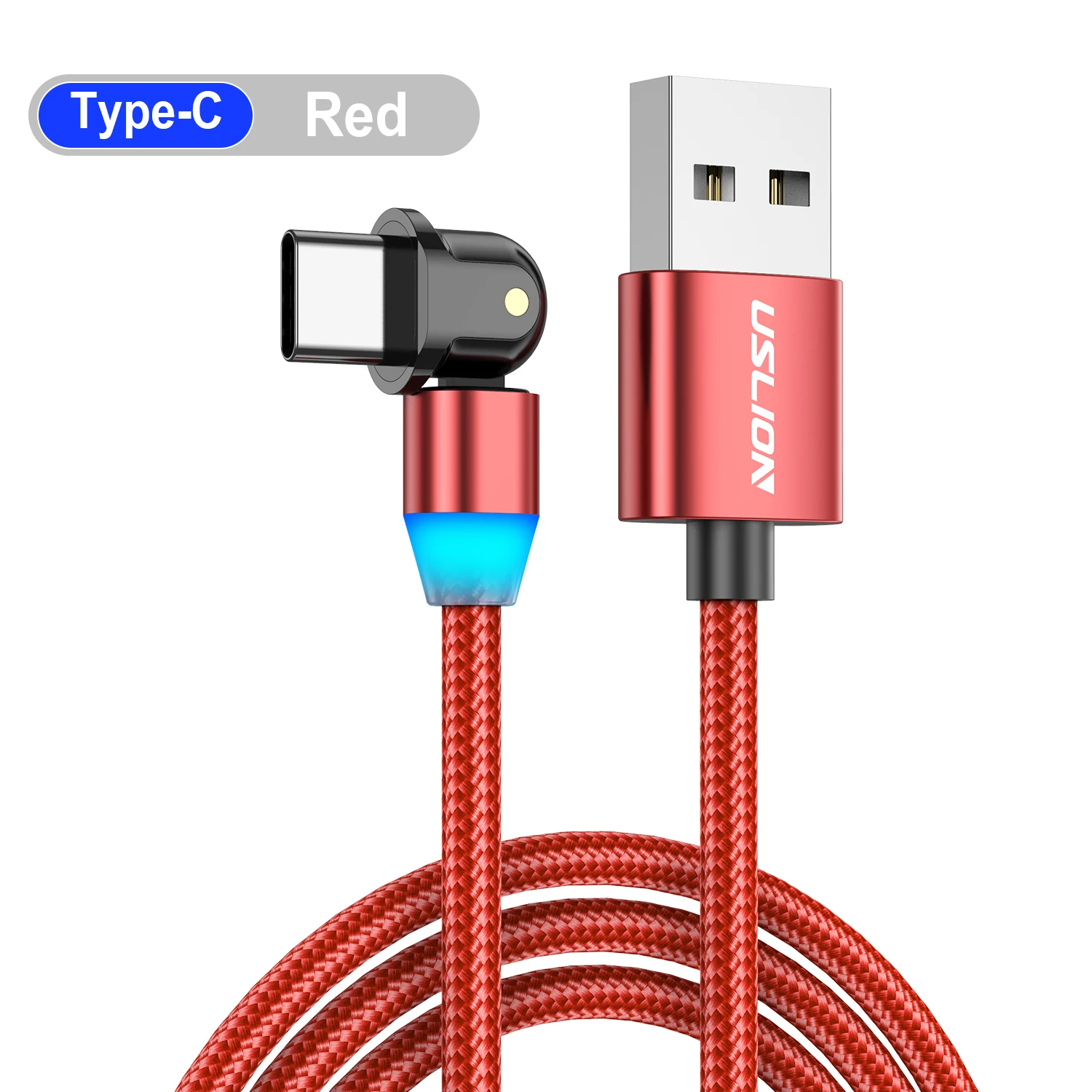 

USLION 2021 best selling Amazon 3A usb Type C Cable for mobile phone DATA TRANSFER 180 ROTATE for sumsang s21 huawei, Black/red