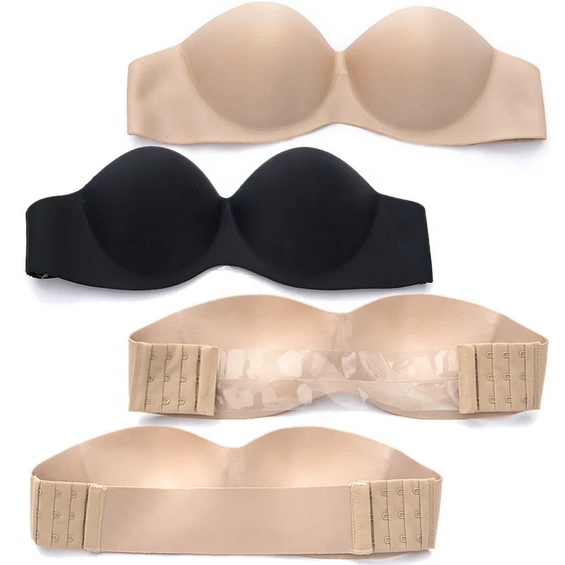 

New Arrival Wide Color Seamless One-piece Silicone Backless Strapless Bra, Black,skin color