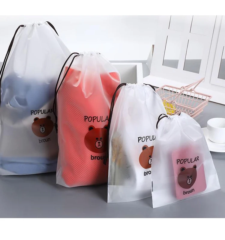 

EVA frosted durable drawstring transparent bag Sock packing bag printed drawstring pouch