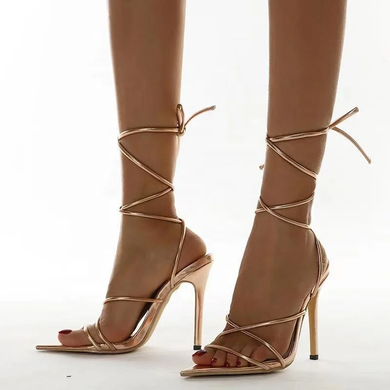

Gladiator Sandals Design Gold Square Toe High Heeled Sandals Mature Sexy Women High Heel Sandals Size 9.5
