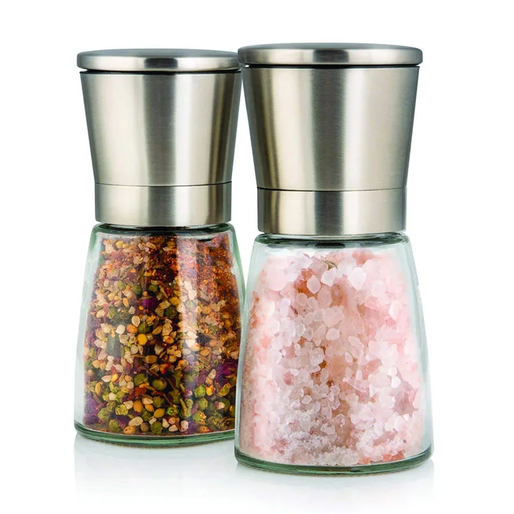 

H98 180ML Kitchen Spice Mill with Stainless Steel Lid Manual Seasoning Salt Pepper Glass Mills Ceramic Grinder, 1 colour