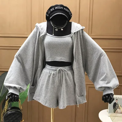

30% Off Fashion Casual Zipper Solid Long Sleeve Lace Up Hooded Sweater Coat Slim Three Piece Suit For Women