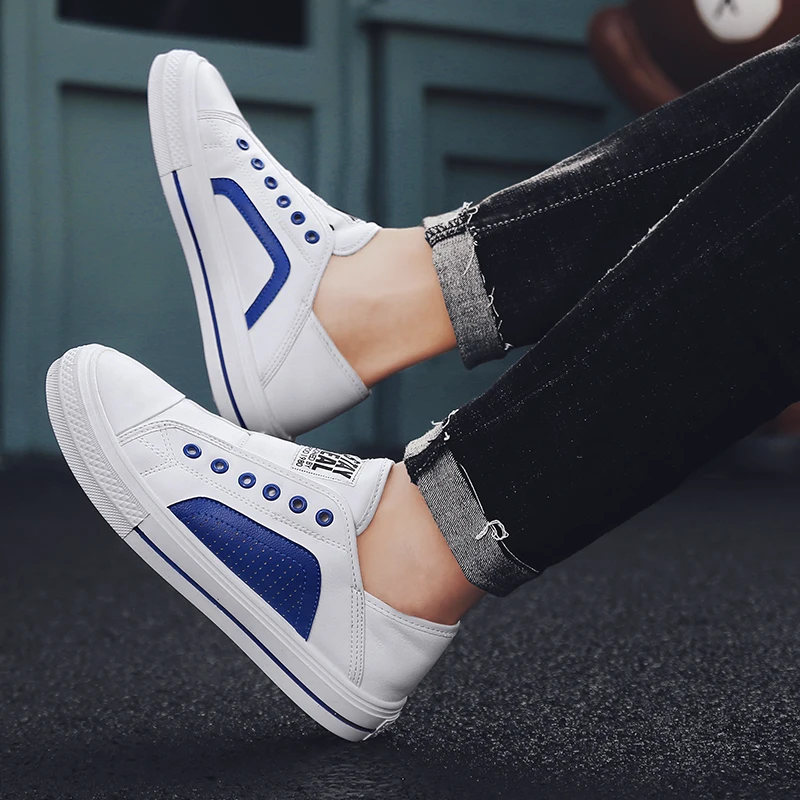 
Custom Wholesale Mens Skateboard Shoes New Fashion Mens Sneakers Canvas slip-on Flat Casual Shoes Men 