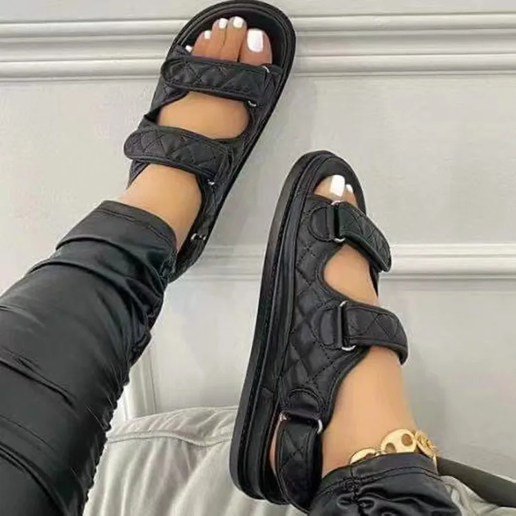

New arrival women black flat sandals sneakers outdoors buckle women flip flops slippers, Black,white,grey,pink,khaki