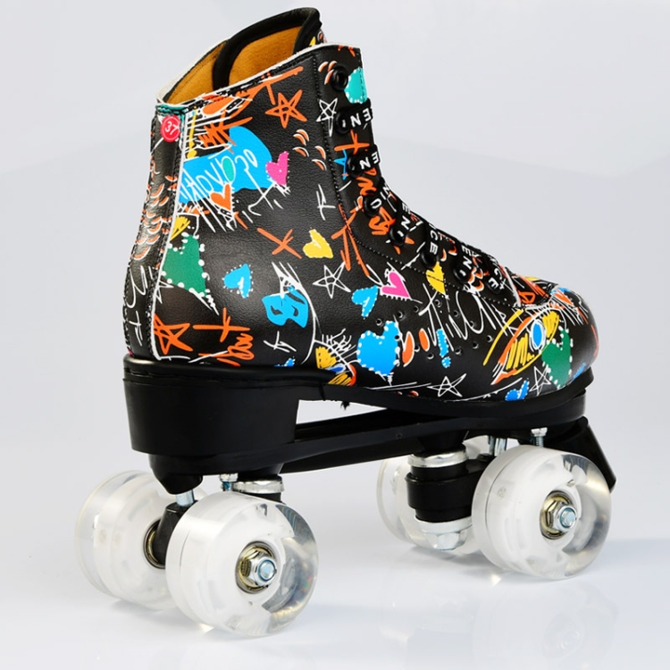 

Manufacturers Selling Adult Children Graffiti Roller Skates Shoes Double Row Four-Wheel Roller Skates Shoes, Size:34-44, Colcrful