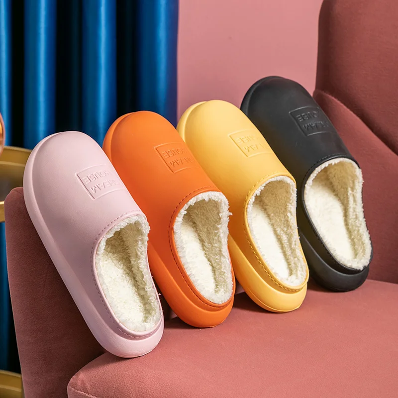 

Women EVA Slippers Winter Warm Clogs Women Suede Plush House Slippers Indoor Outdoor Lovers Cotton Memory Foam Zapatillas Mujer