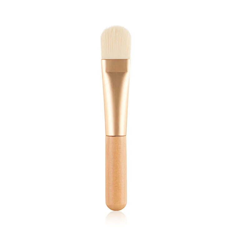 

Custom Soft Foundation Brush Makeup Private Label Wooden Vegan Face Mask Brush, Gold, white, black