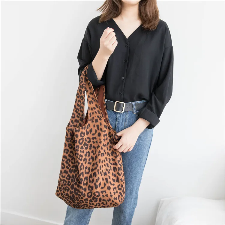 

Wholesale High Quality Capacity Brown Leopard Print Organic Customized Cotton Best Sell Color Canvas Tote Bag