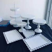 

7 pcs wedding cake stands dessert display with pendants and beads