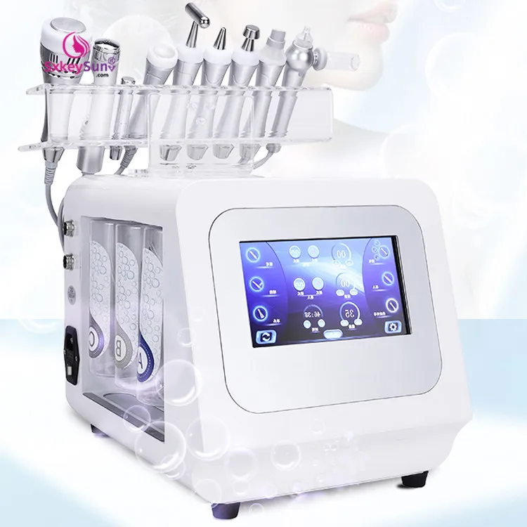 

high quality 6 in 1 bubble aqua oxygen gas generator water oxygen jet facial equipment, 7 colors