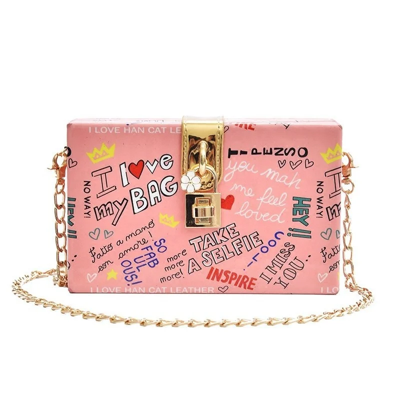 

Summer new arrival colorful designer purse colorful graffiti womens crossbody chain bag fashion ladies brand bags women handbags