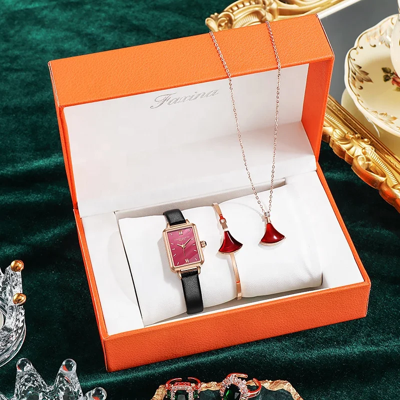 

Brand new ladies jewelry rose gold watch necklace bracelet set hot sale Mother's Day gift jewelry set with watch, Picture shows