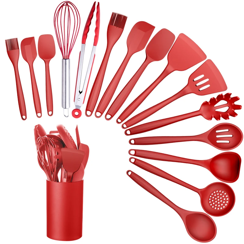 

Amazon Top Selling Kitchen Utensils Accessories Silicone Suit cookware set 15 pieces Spatulas kitchenware set, Customized