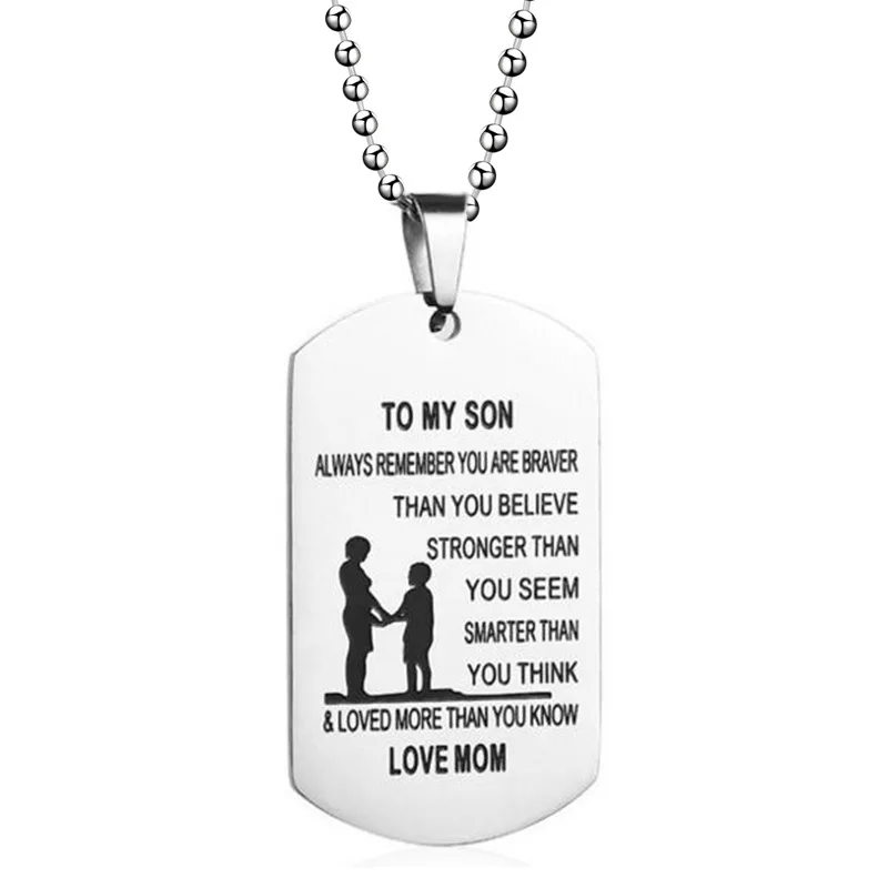 

TO MY SON and Daughter Stainless Steel Pendant Necklace Engrave Name Love Dad/Mum Necklaces Customized Logo Family Jewelry