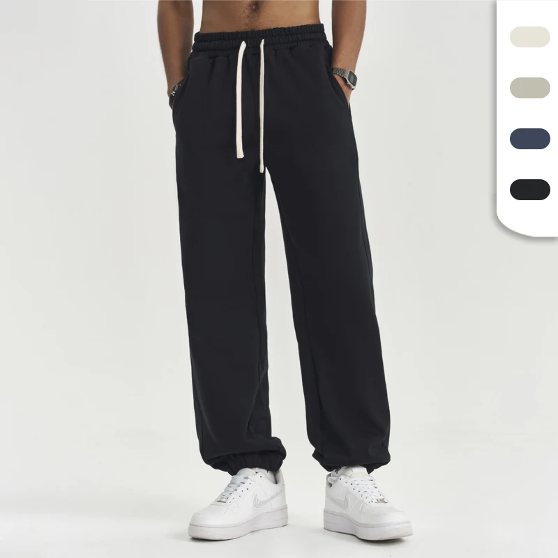 Unisex 450GSM Heavyweight Cotton French Terry Jogger Pants With Custom Logo Unisex Elastic Waist Sweatpants