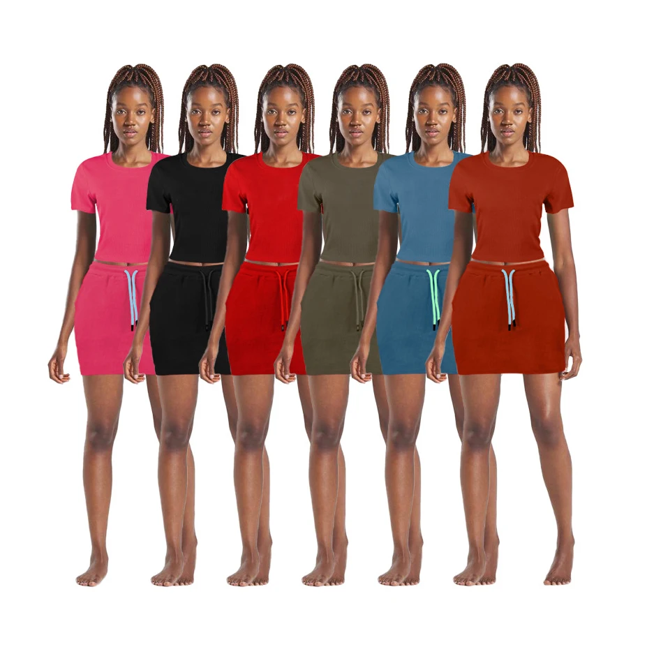 

2021 Ladies A-line Dresses Plain T-Shirt Summer Fitted Women Tennis Dresses and Mini Skirts