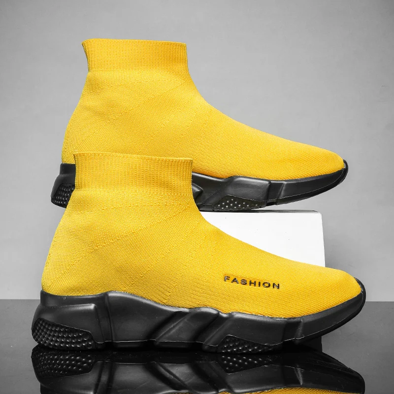 

Wholesale new paris speed runner knit sock shoes trainer shoes drop shipping, Black/white/yellow/aop