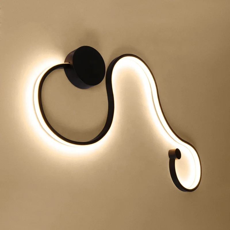 Nordic Newest Creative Aluminum LED Curve Wall Lamp Wall Sconce Snake Modern Wall Light for home