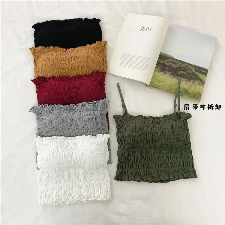 

most popular Sports Removable shoulder straps Padded Bra pleated condole belt women seamless Tube Top