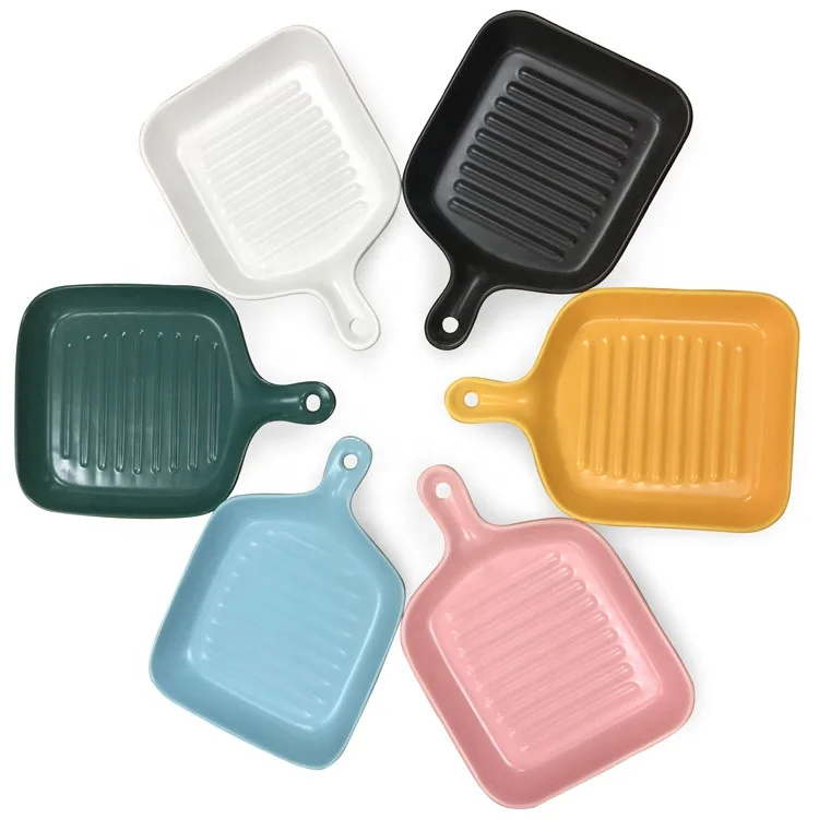 

stock products ovenware with handle Pans Dishes Baking Dishes Bakeware Ovenware For Cooking, White/black/sky blue/pink/green/orange