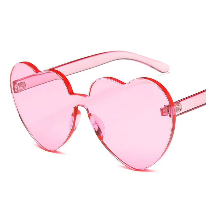 

2022 Superior Brand Women UV400 One Piece Rimless Glasses Gafas Transparent Frame Heart Shaped Love&Roses Sunglasses, Picture show