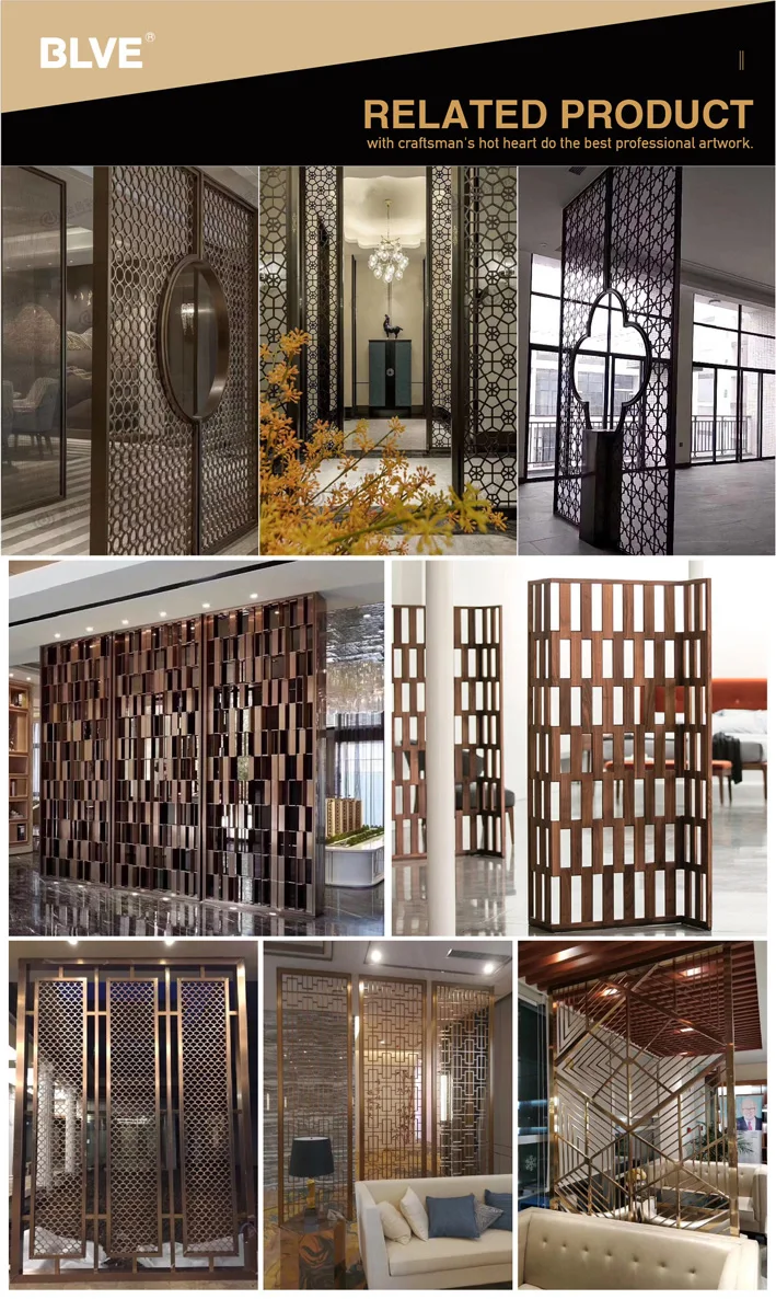 Room Divider Laser Cut Metal Screen Divider Stainless Steel Decorative