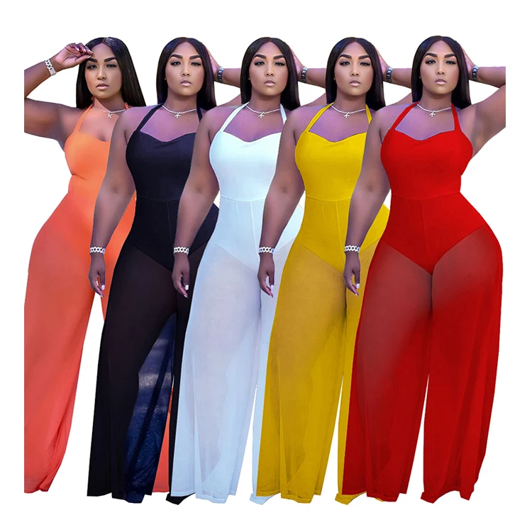 

HR8166 Fashion Stitching Summer Jumpsuit For Woman New Women'S Clothing Plus Size Jumpsuit